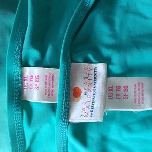 Cute green maternity two piece swimsuit